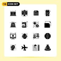 Solid Glyph Pack of 16 Universal Symbols of canada checked lcd approved sheet Editable Vector Design Elements