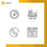 Group of 4 Filledline Flat Colors Signs and Symbols for badge call shop shower internet Editable Vector Design Elements