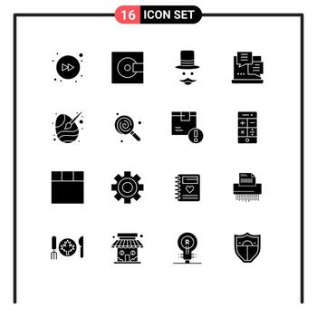 usuario interfaz paquete de dieciséis básico sólido glifos de pintar cepillo guión Bigote Internet hombres editable vector diseño elementos