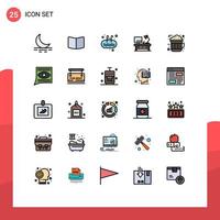 Set of 25 Modern UI Icons Symbols Signs for chocolate office table gym lamp swim Editable Vector Design Elements