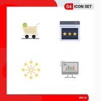 4 Universal Flat Icon Signs Symbols of trolly holiday cart webpage chart Editable Vector Design Elements