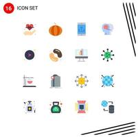 Editable Vector Line Pack of 16 Simple Flat Colors of network arrows mobile application human communication Editable Pack of Creative Vector Design Elements