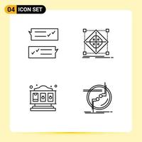 4 Universal Line Signs Symbols of chat preparation speech bubble cluster game Editable Vector Design Elements