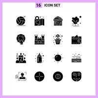 Universal Icon Symbols Group of 16 Modern Solid Glyphs of help emergency house warming soil Editable Vector Design Elements