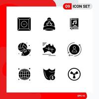 User Interface Pack of 9 Basic Solid Glyphs of map hobby book hobbies football Editable Vector Design Elements