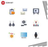 Universal Icon Symbols Group of 9 Modern Flat Colors of valuable gemstone email fashion journey Editable Vector Design Elements