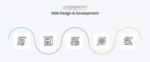 Web Design And Development Line 5 Icon Pack Including html. css. style. cog. estimate vector