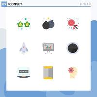 Universal Icon Symbols Group of 9 Modern Flat Colors of analytics travel candy startup spaceship Editable Vector Design Elements