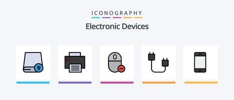 Devices Line Filled 5 Icon Pack Including hardware. devices. gadget. memory. gadget. Creative Icons Design vector