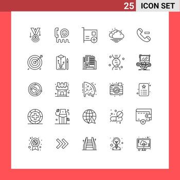 conjunto de 25 moderno ui íconos símbolos señales para clima nube ayuda hardware ordenadores editable vector diseño elementos
