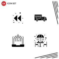 Pack of 4 creative Solid Glyphs of arrow laptop ice cream arrow chair Editable Vector Design Elements