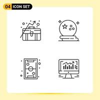 Modern Set of 4 Filledline Flat Colors Pictograph of business fun growth moon kids Editable Vector Design Elements