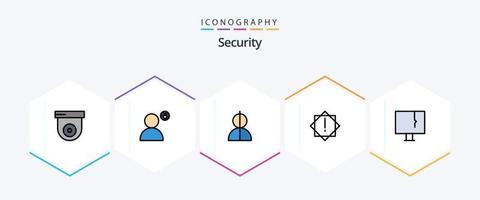 seguridad 25 línea de relleno icono paquete incluso infectado. advertencia. avatar. virus. ladrón vector