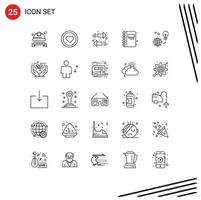 Line Pack of 25 Universal Symbols of green open book user education back to school Editable Vector Design Elements