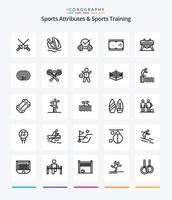 Creative Sports Atributes And Sports Training 25 OutLine icon pack  Such As gymnastic. pocket. dumbbell. game. billiards vector