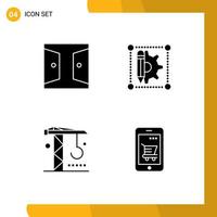 Group of 4 Solid Glyphs Signs and Symbols for buildings construction home design machinery Editable Vector Design Elements