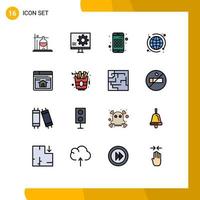 Modern Set of 16 Flat Color Filled Lines and symbols such as webpage seo fix internet web Editable Creative Vector Design Elements