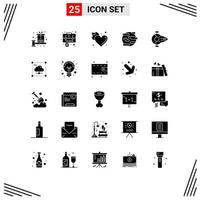 25 Thematic Vector Solid Glyphs and Editable Symbols of pollution environment briefcase love heart Editable Vector Design Elements