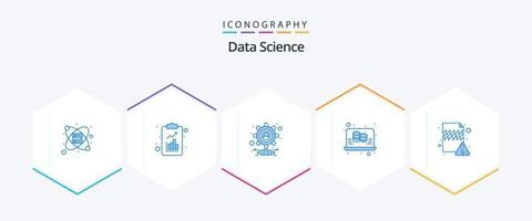 Data Science 25 Blue icon pack including error. science. gear. report. data vector