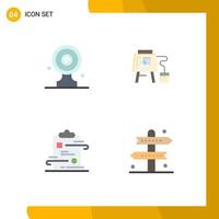 Flat Icon Pack of 4 Universal Symbols of aim board clipboard news target online checklist Editable Vector Design Elements