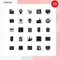 25 Universal Solid Glyphs Set for Web and Mobile Applications calendar live streaming scissor tool streaming refresh Editable Vector Design Elements