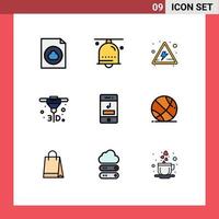 Universal Icon Symbols Group of 9 Modern Filledline Flat Colors of phone call alert arrows direct Editable Vector Design Elements