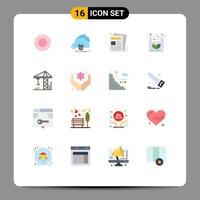 Modern Set of 16 Flat Colors Pictograph of shopping eco network bag paper Editable Pack of Creative Vector Design Elements