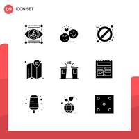 Editable Vector Line Pack of 9 Simple Solid Glyphs of election debate valentine cart map Editable Vector Design Elements