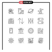 Outline Pack of 16 Universal Symbols of camera thermometer planet temperature mars Editable Vector Design Elements