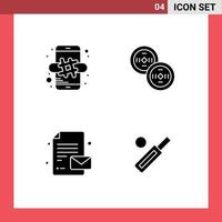 4 Universal Solid Glyphs Set for Web and Mobile Applications hash tag message mobile chinese ball Editable Vector Design Elements