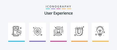 usuario experiencia línea 5 5 icono paquete incluso gritar. proceso. engranaje. ux. acción. creativo íconos diseño vector