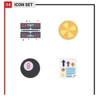 Modern Set of 4 Flat Icons Pictograph of computer data citrus ball page Editable Vector Design Elements