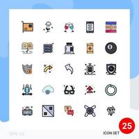 Pictogram Set of 25 Simple Filled line Flat Colors of cell mobile spring couple juice Editable Vector Design Elements