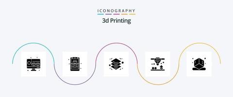 3d Printing Glyph 5 Icon Pack Including shape. cube. height. 3d. direct vector