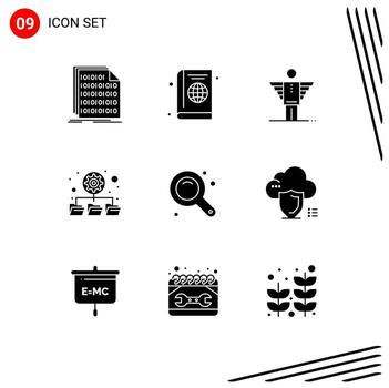 9 9 temático vector sólido glifos y editable símbolos de red base de datos globo inversor carrera editable vector diseño elementos