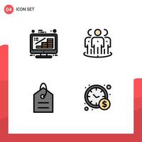 Set of 4 Modern UI Icons Symbols Signs for business marketing growth audience money Editable Vector Design Elements