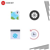 4 Flat Icon concept for Websites Mobile and Apps map server track vehicles backup Editable Vector Design Elements