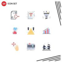 Stock Vector Icon Pack of 9 Line Signs and Symbols for mountain eight optimization heart tool Editable Vector Design Elements