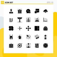 25 Thematic Vector Solid Glyphs and Editable Symbols of wifi cloud chat messages chat Editable Vector Design Elements