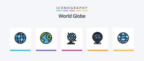 Globe Line Filled 5 Icon Pack Including . world. internet. stand. globe. Creative Icons Design vector