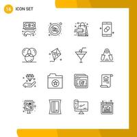 16 Thematic Vector Outlines and Editable Symbols of pills medical photography health shopping Editable Vector Design Elements