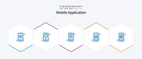 Mobile Application 25 Blue icon pack including infomation. app. radio. communication vector