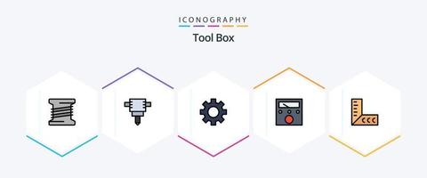 Tools 25 FilledLine icon pack including . meter. tools vector