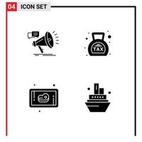 Pictogram Set of 4 Simple Solid Glyphs of marketing tax promo duty meat Editable Vector Design Elements