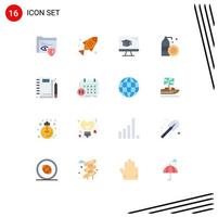 Editable Vector Line Pack of 16 Simple Flat Colors of notebook spray computer cleaning aerosol Editable Pack of Creative Vector Design Elements