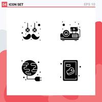 User Interface Pack of Basic Solid Glyphs of facial hair power flower projector beef Editable Vector Design Elements