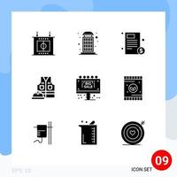 Stock Vector Icon Pack of 9 Line Signs and Symbols for info board labour file labor labour jacket Editable Vector Design Elements