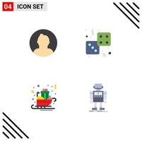 Set of 4 Vector Flat Icons on Grid for avatar carriage user game santa claus Editable Vector Design Elements