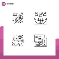 Pack of 4 Modern Filledline Flat Colors Signs and Symbols for Web Print Media such as agriculture creative grains international globe Editable Vector Design Elements