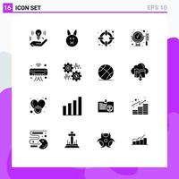 Modern Set of 16 Solid Glyphs Pictograph of iot internet lifesaver ac mirror Editable Vector Design Elements